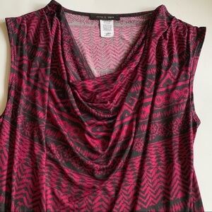 JENNIE & MARLIS pink Geometric abstract print sleeveless drape neck tank top